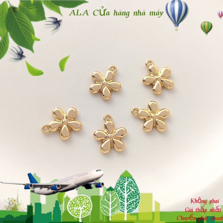💖Trang sức DIY phụ kiện💖Màu Sắc Mặt Dây Chuyền Thủ Công Mạ Vàng 14K Hình Hoa Nhỏ