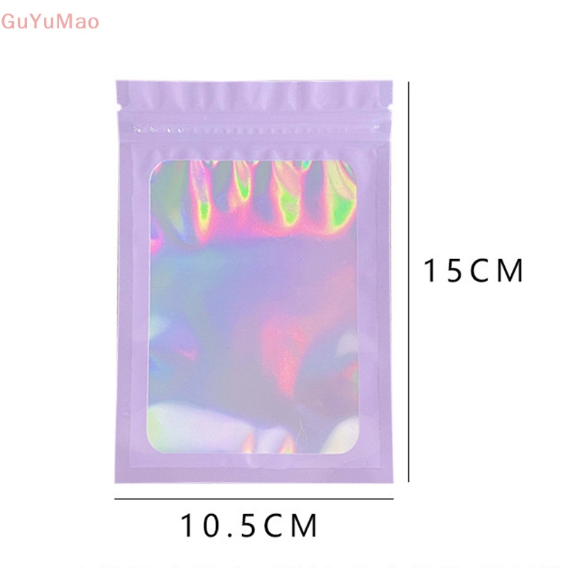[cxGUYU] Set 10 Túi Zip Đựng Mỹ Phẩm Trang Sức Màu Sắc Laser Chống Thấm Nước Đựng Quà Tặng PRTA