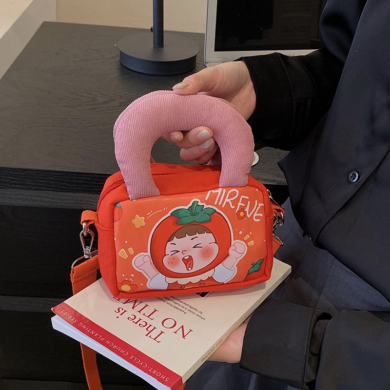 Túi Đựng Điện Thoại Đeo Vai Hình Vuông Nhỏ Thiết Kế Hoạt Hình Vui Nhộn Cho Nữ