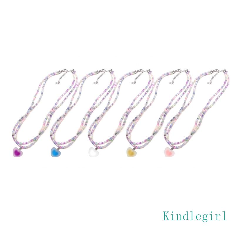 Vòng cổ Hạt Nhựa Resin Hai Lớp Màu Sắc Thời Trang Mùa Hè Phong Cách Bohemian