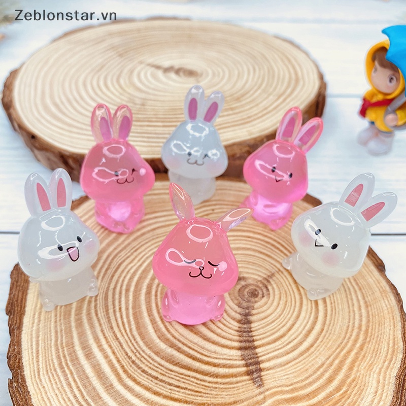 Set 2 Mô Hình Thỏ Mini Bằng Nhựa Phát Quang Trang Trí Sân Vườn