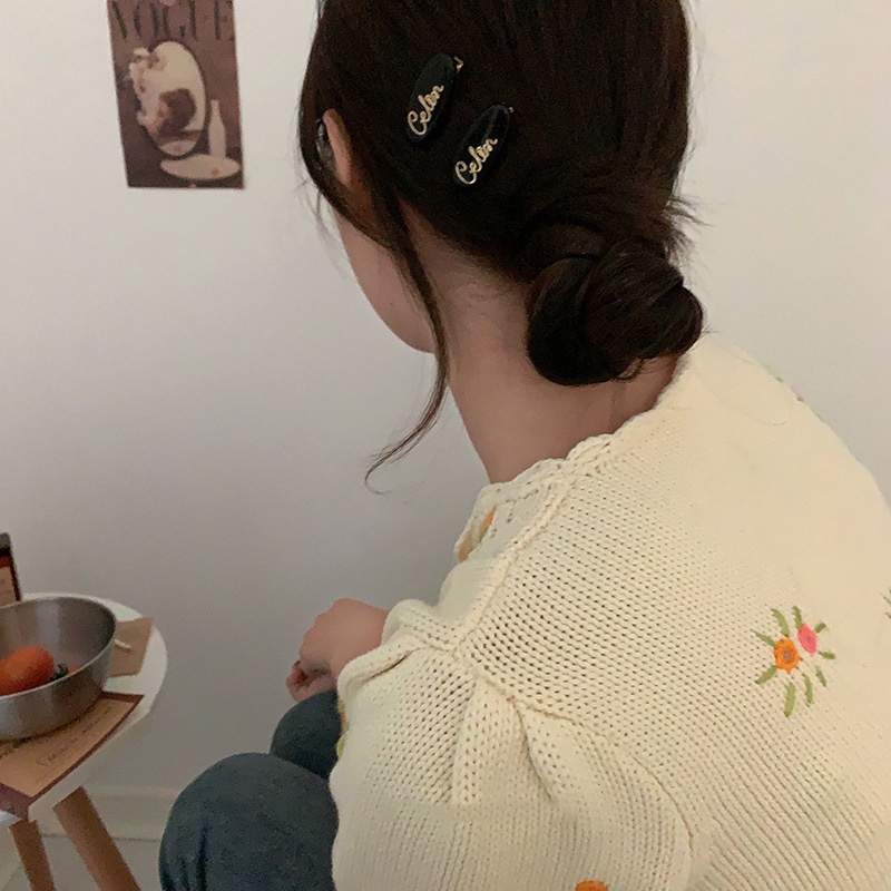 Cặp Kẹp Tóc Mái Hình Oval Màu Hồng Dễ Thương Cho Bạn Gái