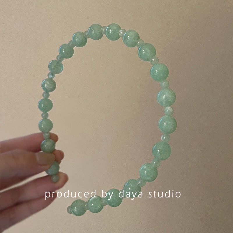 Băng Đô Đính Hạt Ngọc Bích Giả Thiết Kế Đơn Giản Thời Trang Cao Cấp