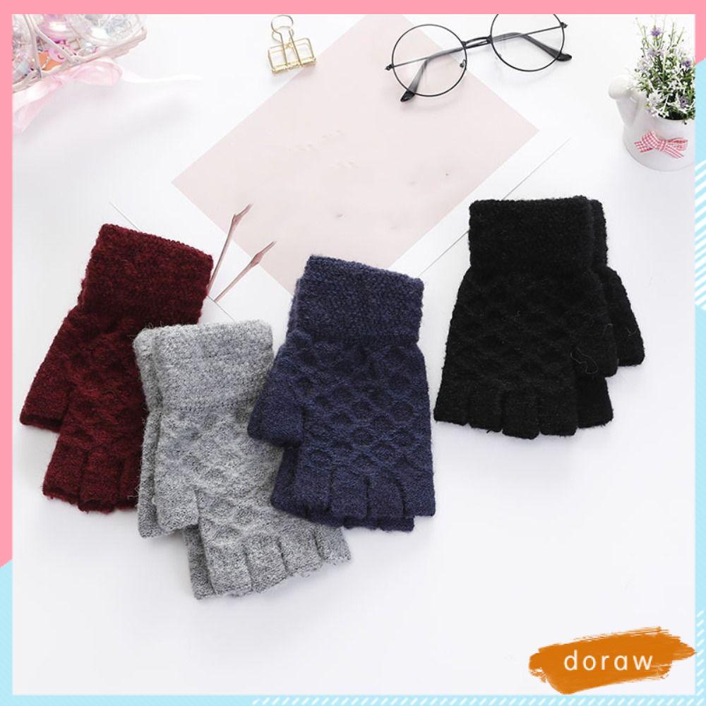 Găng Tay Dệt Kim Hở Ngón Co Giãn Thời Trang Unisex