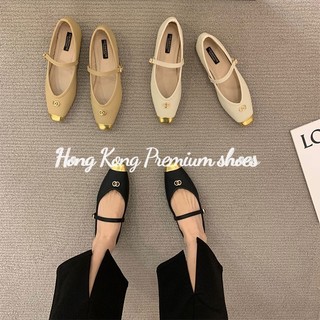 Hong Kong Premium shoes❥(^_-)Giày Búp Bê Đế Bằng Thanh Lịch Hợp Thời Trang Kiểu Pháp