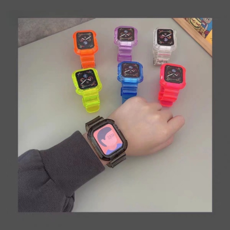 Glacier Trong Suốt Dây Đeo + Ốp Lưng Cho Apple watch 49 / 45mm 41mm 40mm 44 38 Cho I-watch Band Seri