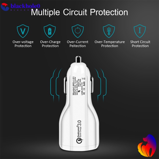 Tẩu Sạc Điện Thoại Nhanh 3.0 2 Cổng USB Cho Xe Hơi