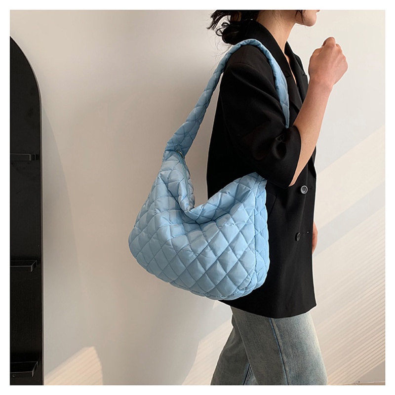 Túi xách đeo chéo FAWORK họa tiết hình thoi phối dây kéo phong cách Hàn Quốc thời trang dành cho nữ