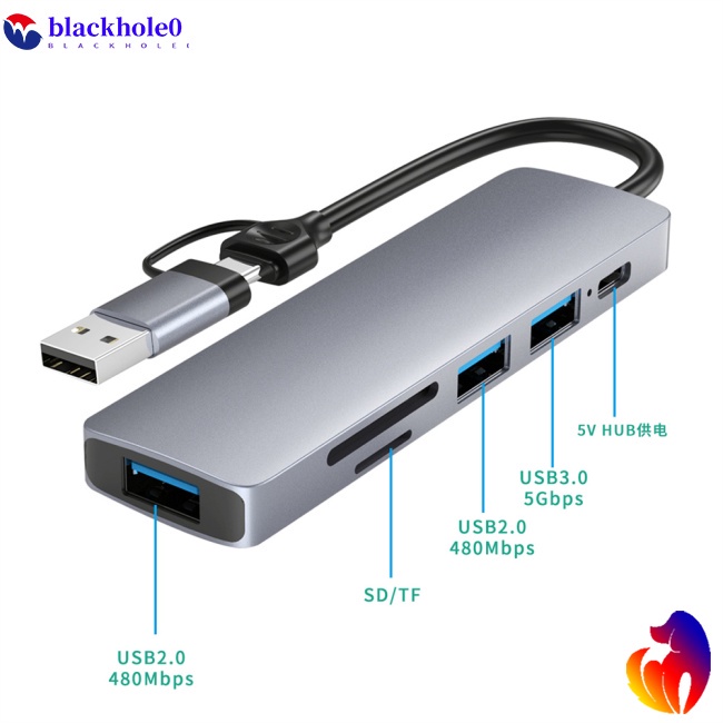 Bộ Chia Cổng usb Type C / usb 6 Trong 1 Sạc Nhanh Hỗ Trợ Đọc Sd / tf