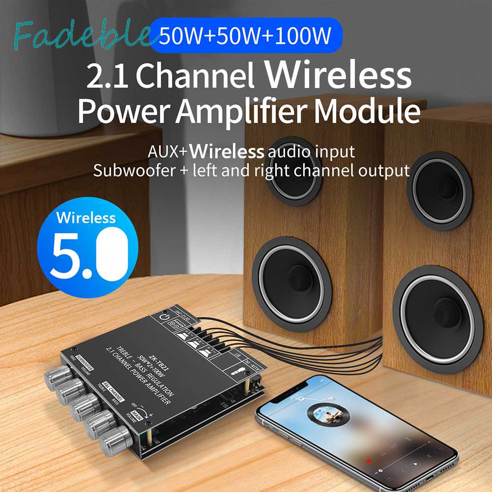 Bảng Mạch Khuếch Đại Âm Thanh HIFI 2x50W + 100W Bluetooth 5.0 Và Phụ Kiện