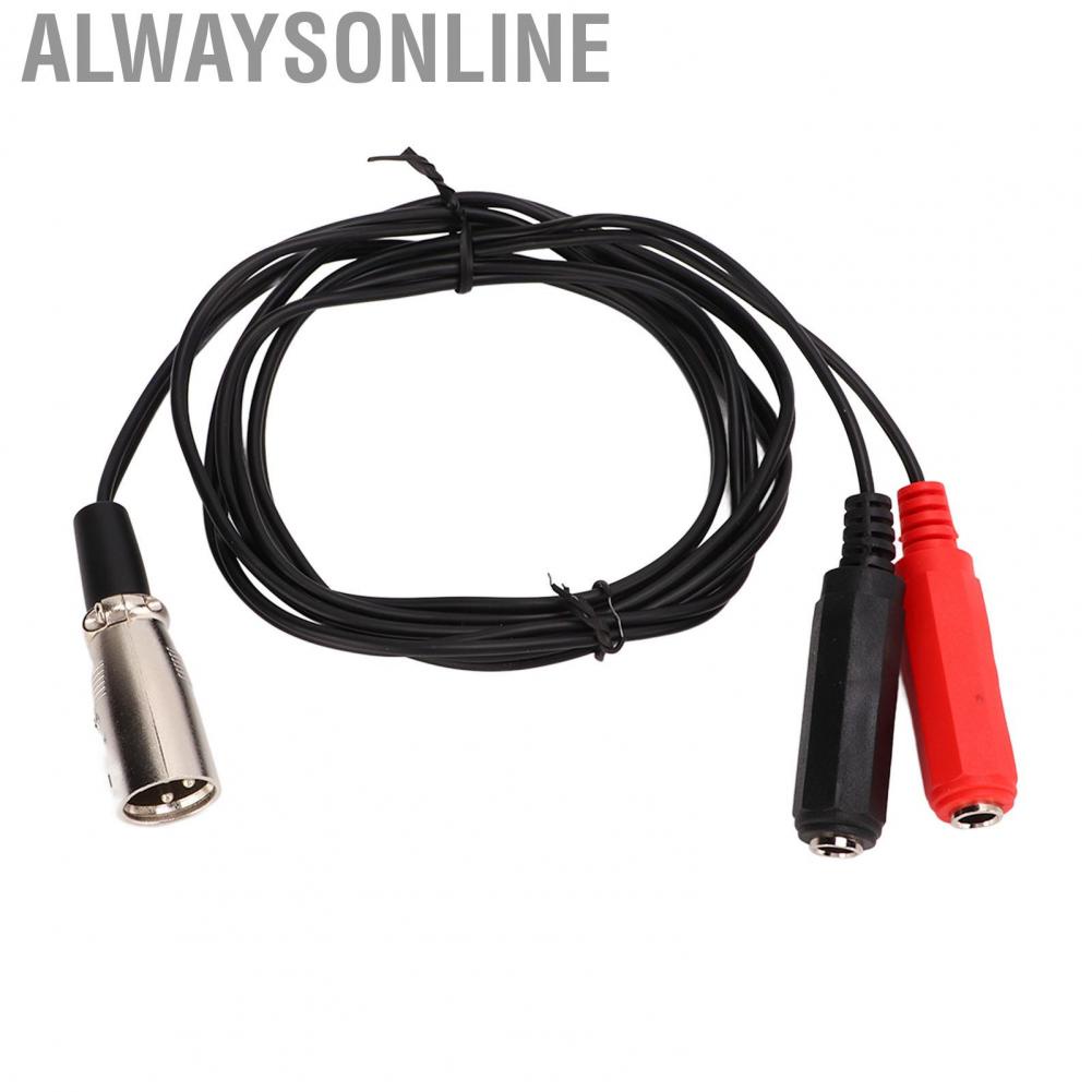Alwaysonline XLR Male To Dual 6.35mm Female Cable  Stereo Adapter Rubber Sheath for Multimedia