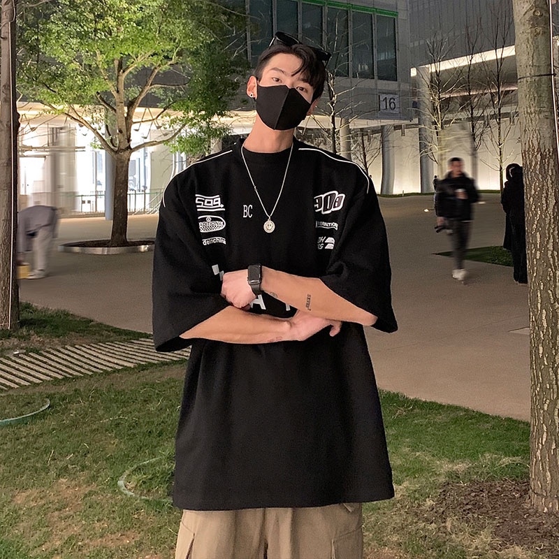 Áo Thun Tay Ngắn Dáng Rộng Thời Trang Mùa Hè 2023 Phong Cách Đường Phố Mỹ Cho Nam