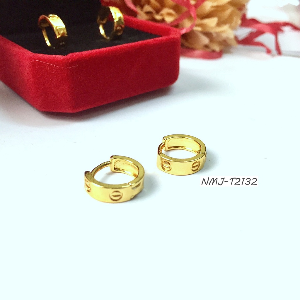 Bông Tai Nữ dáng Khuyên Tròn Sát Tai mạ Vàng NMJ T2132