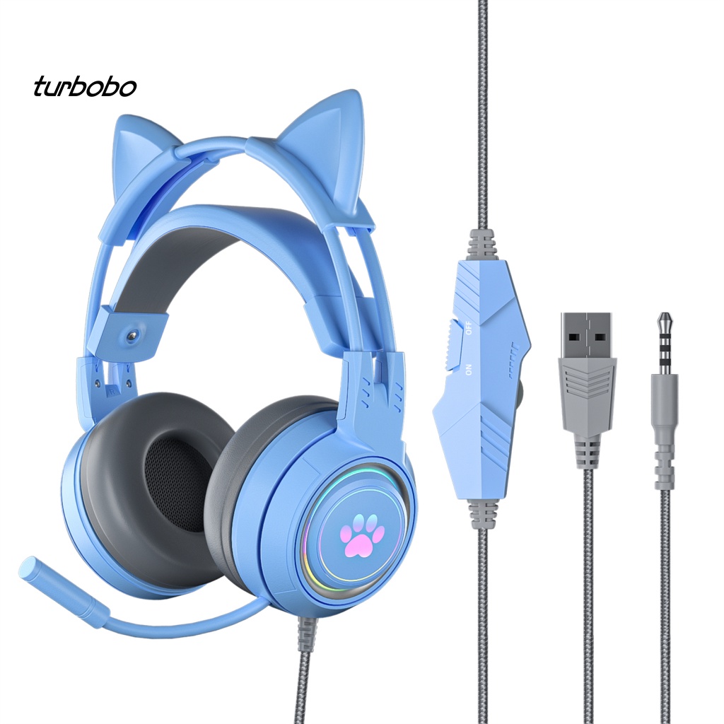 Tai Nghe Chụp Tai Có Micro Và Đèn RGB SY-G25 Hình Tai Mèo Dễ Thương Cho Máy Tính Esport