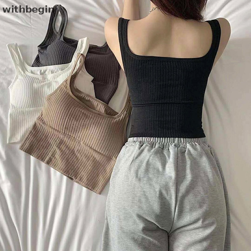 Áo Croptop Hai Dây Không Đường May Dáng Chữ U Thời Trang Cho Bạn Gái