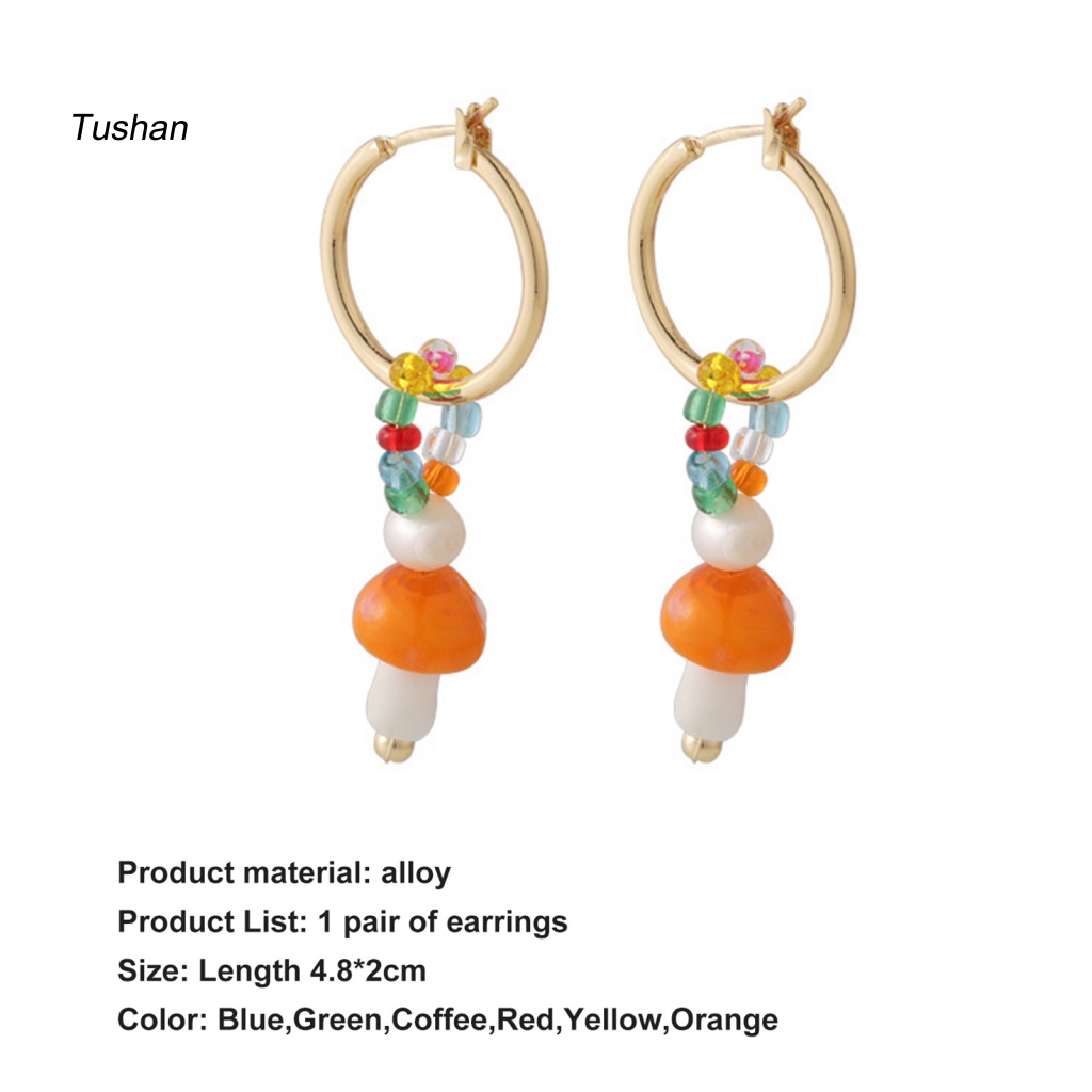 1 Đôi Bông Tai Hình Nấm Bằng Hợp Kim Nhiều Màu Phong Cách Hàn Quốc