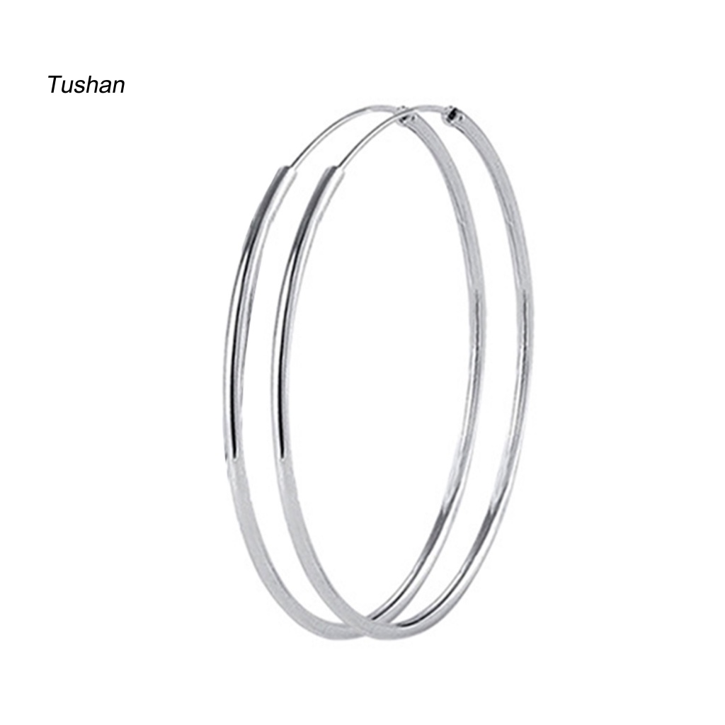 1 Đôi Bông Tai Hình Tròn Lớn Bề Mặt Mịn Thanh Lịch