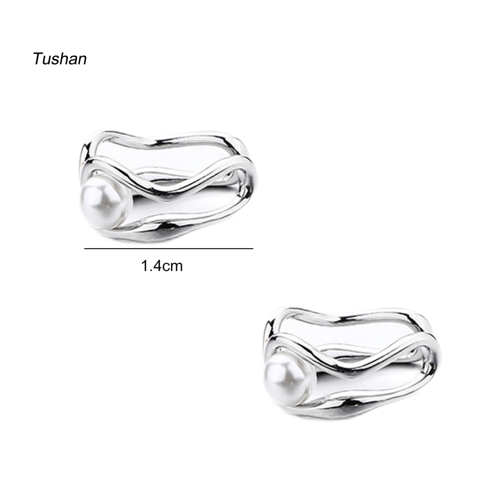 1 Đôi Khuyên Tai Kẹp Sụn Tai Không Xỏ Lỗ Hai Lớp Bóng Cao Đính Ngọc Trai Nhân Tạo Thời Trang