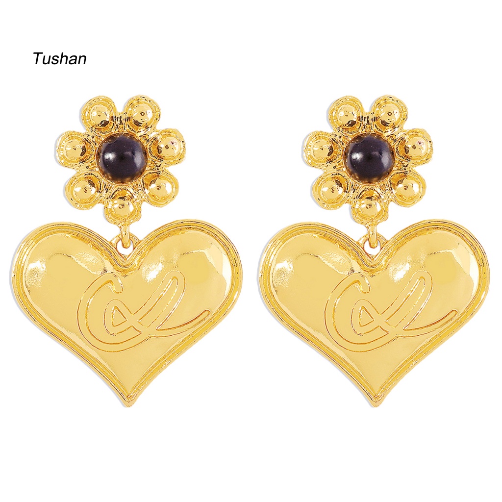 1 Đôi Bông Tai Hình Học Đính Ngọc Trai Giả Phong Cách Pháp Cổ Điển Thời Trang