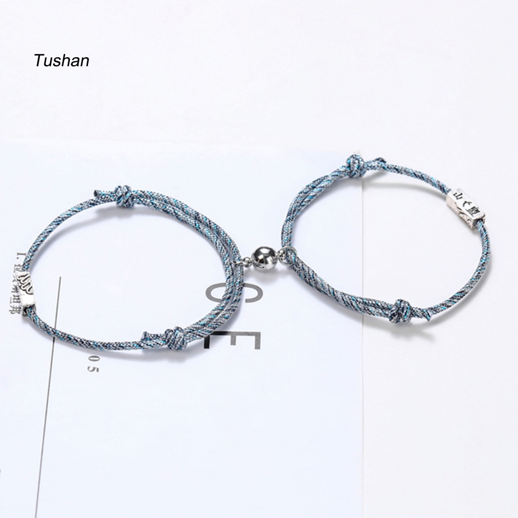 Set 2 Vòng Tay Bện Dây Thừng Có Nam Châm Cho Cặp Đôi