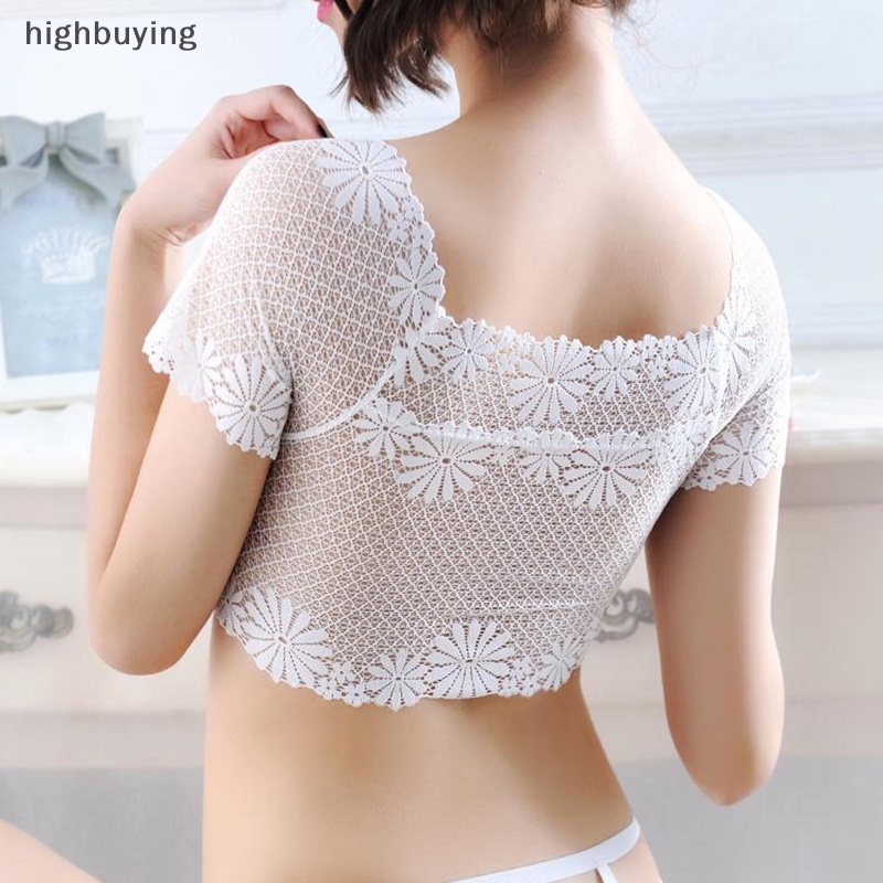 Áo Croptop Trễ Vai Phối Ren Quyến Rũ Cho Nữ