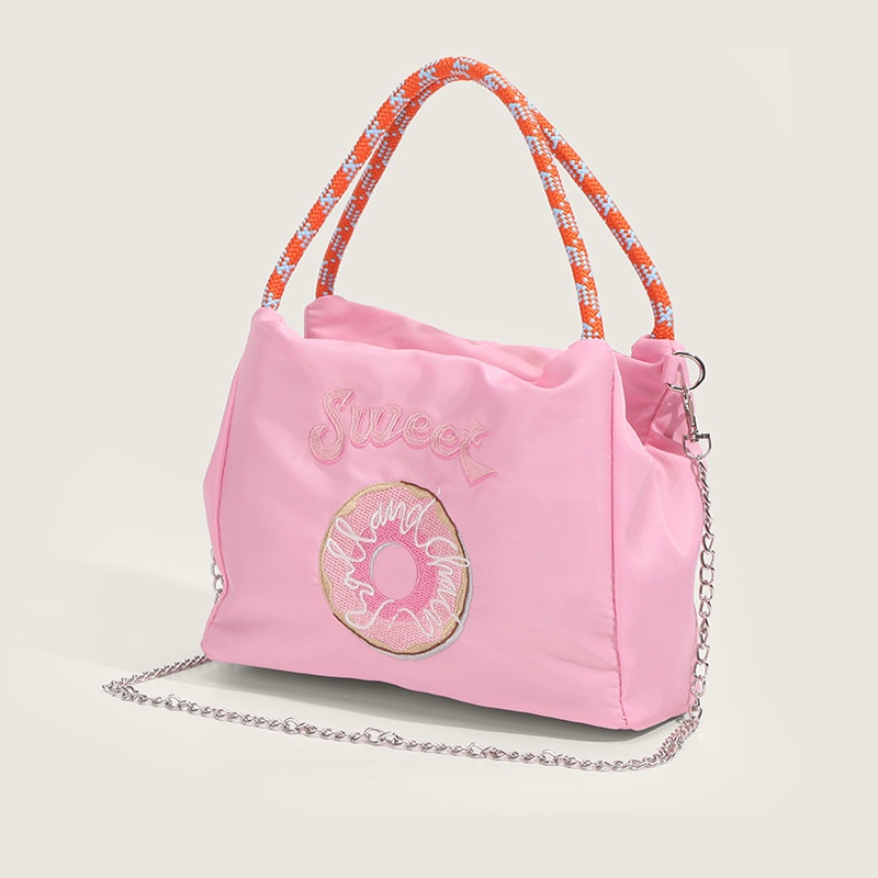 Túi Xách Đeo Vai Hình Vuông Cỡ Nhỏ Thêu Họa Tiết Bánh donut Màu Tương Phản Thời Trang Cho Nữ