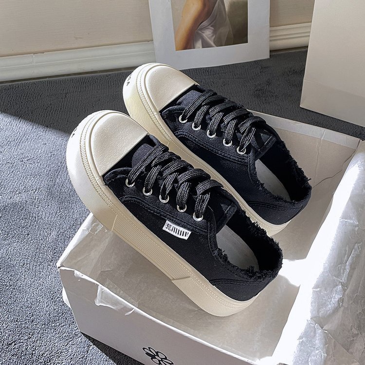 Giày Thể Thao Canvas Đế Dày Màu Trơn Thời Trang Cho Nữ