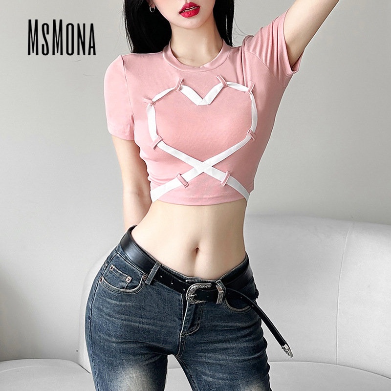 Áo Thun Ngắn Tay Cổ Tròn Màu Trơn Họa Tiết Hoa Thời Trang 2023 Cho Nữ