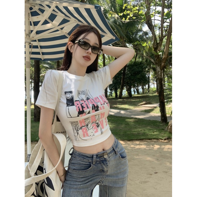 Áo baby tee Thun croptop nữ Tay Ngắn Eo Cao Dáng Ôm Thời Trang Mùa Hè Xinh Xắn Cho Nữ