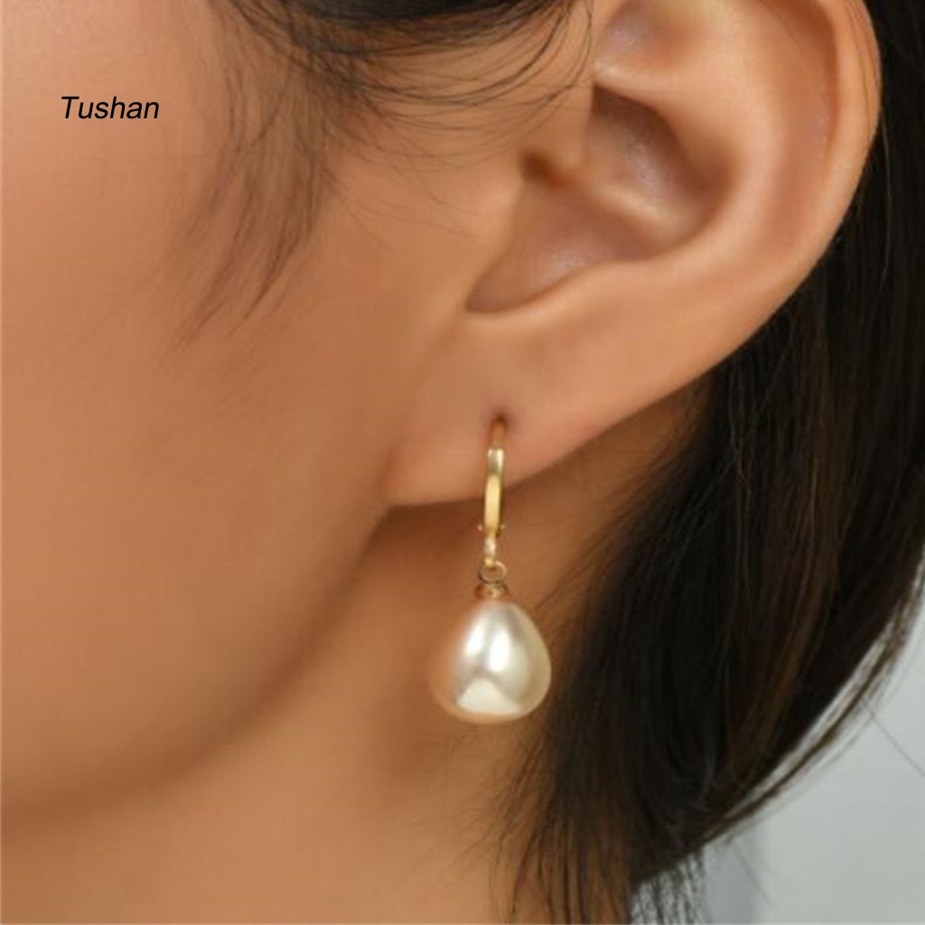 1 Đôi Bông Tai Hợp Kim Đính Ngọc Trai Nhân Tạo Thanh Lịch Dành Cho Nữ