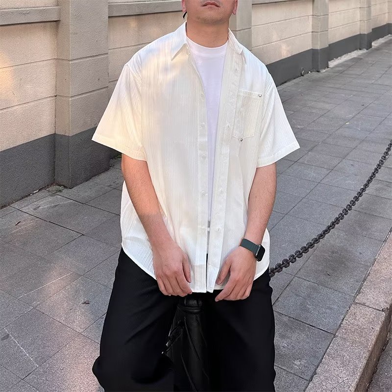 Áo Sơ Mi Tay Lỡ Thiết Kế Mới Thời Trang Mùa Hè Theo Phong Cách Hàn Quốc Cho Nam