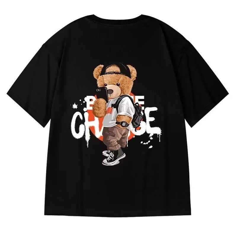 30kg-120kg có size lớn M-8xl Áo thun 100% cotton unisex nam nữ form rộng tay lỡ phông In Họa Tiết Chú Gấu Phong Cách Hip Hop Thời Trang Cho Nam Và Nữ