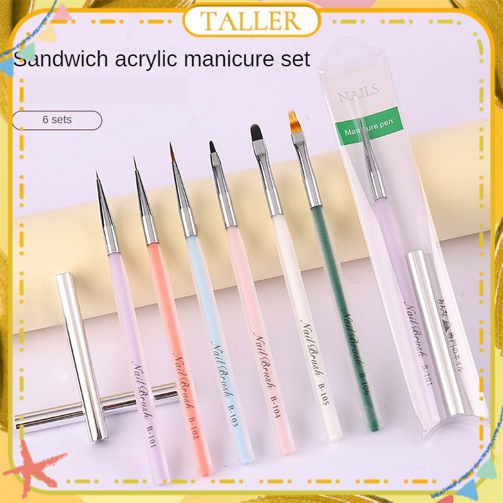 ✧Ready Stcok 6 Chiếc/1 Bộ Bút Chức Năng Vẽ Móng Nghệ Thuật Macaron Que Bánh Sandwich Màu Vẽ Hoa Kéo Bàn Chải Hoa Cúc Mùa Thu Dụng Cụ Làm Móng Cho Tiệm Làm Móng Cao Hơn