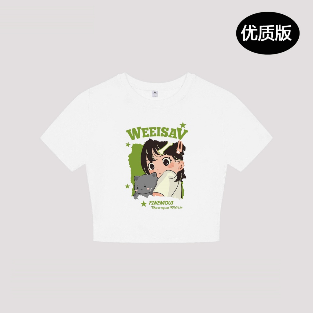 Áo baby tee Thun croptop nữ Tay Ngắn Dáng Ôm In Hình Cô Gái Anime Phong Cách Mới Mùa Hè Cho Nữ