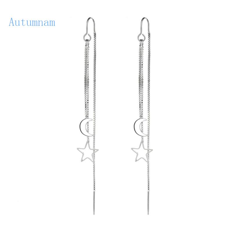 Bông Tai Dáng Dài Hình Ngôi Sao / Mặt Trăng Thời Trang Cho Nữ