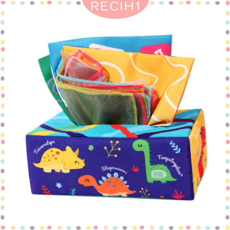 [Recih] Hộp Khăn Giấy Kéo Hoạt Động Phát Triển Kỹ Năng Động Cơ Tốt Hình Vuông Nhiều Màu Sắc Đồ Chơi Thoải Mái Cho Bé