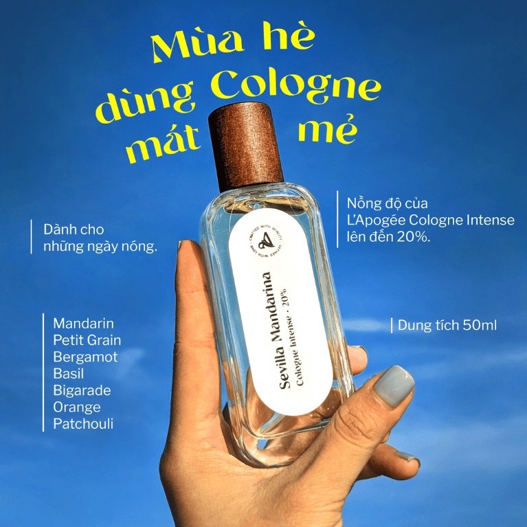 NƯỚC HOA COLOGNE INTENSE: SEVILLA MANDARINA CHÍNH HÃNG L'APOGÉE DUNG TÍCH 50ML NỒNG ĐỘ TINH DẦU 20%