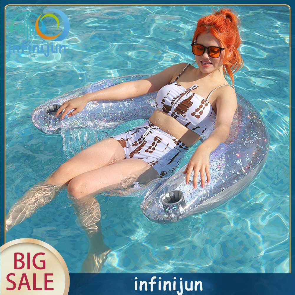 Nệm Bơm Hơi PVC Đính Kim Sa Thoải Mái An Toàn Cho Hồ Bơi