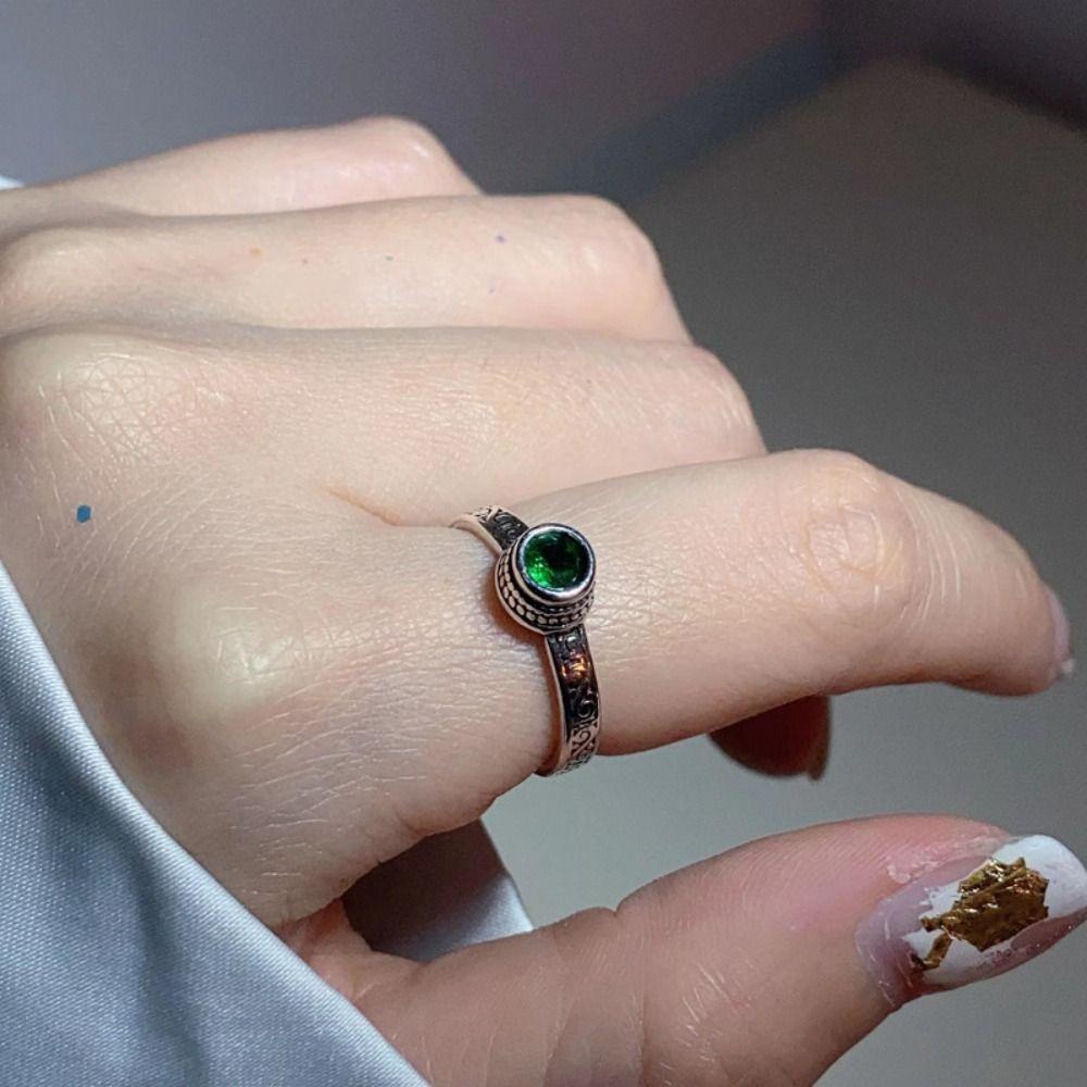 Nhẫn Hở Hình Vuông / Tròn Phong Cách Cổ Điển Tinh Tế Có Thể Điều Chỉnh