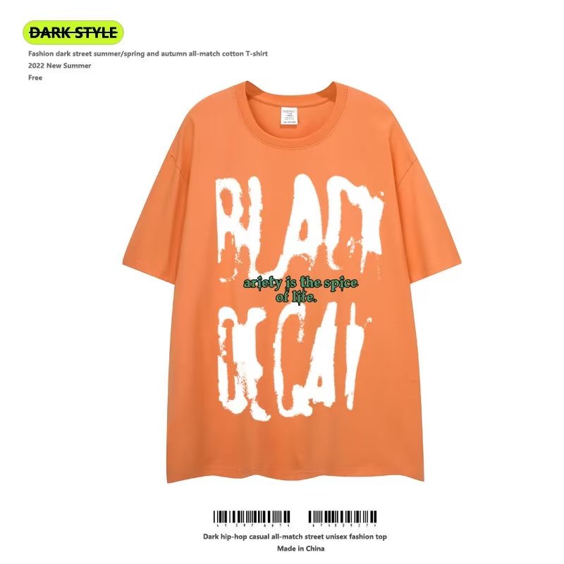 Áo Thun Nam Tay Ngắn Dáng Rộng Có In Chữ Phong Cách Đường Phố