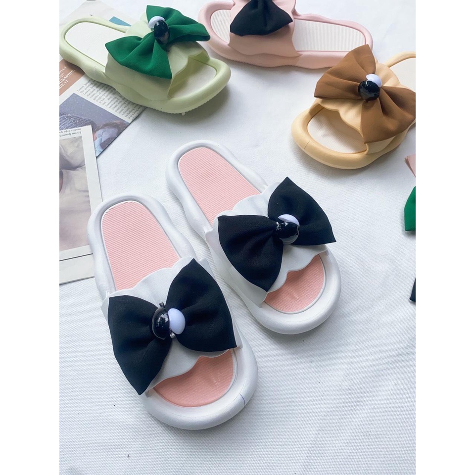 JY390-B18 NƠ BI VẢI -Dép Nữ Mới Đế Dày Chống Trơn Trượt Mùa Hè Phối Kèm Hoạ Tiết Hoạt Hình