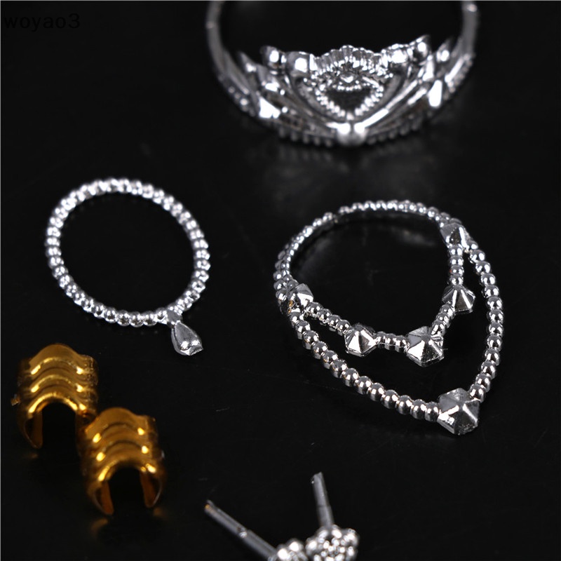 Set 10 Vương Miện Nhựa Màu Bạc Trang Trí Búp Bê 11 &quot;woyao3