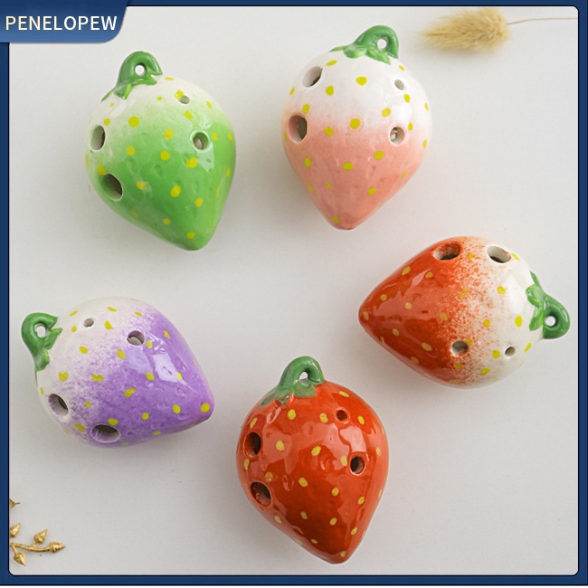 Kèn Ocarina 6 Lỗ Hình Trái Dâu Hoạt Hình Bằng Gốm Cho Người Mới Bắt Đầu