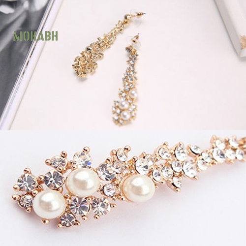 Bông Tai Đính Đá Ngọc Trai Giả Thời Trang Thanh Lịch Dành Cho Nữ