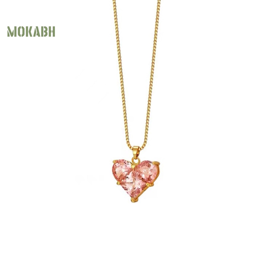 [Mới] Vòng cổ Mặt Hình Học Đính Đá Zircon Màu Hồng Lấp Lánh Chống Mài Mòn Không Gây Dị Ứng Dành Cho Nữ