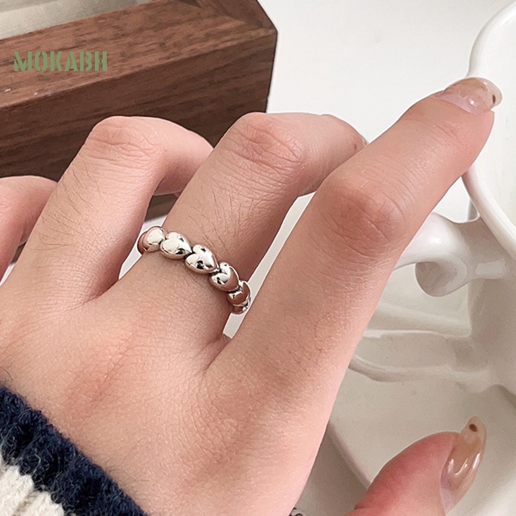 Nhẫn Hình Trái Tim Nhỏ Màu Bạc Không Gây Dị Ứng Phong Cách Cổ Điển Thời Trang Cho Nữ