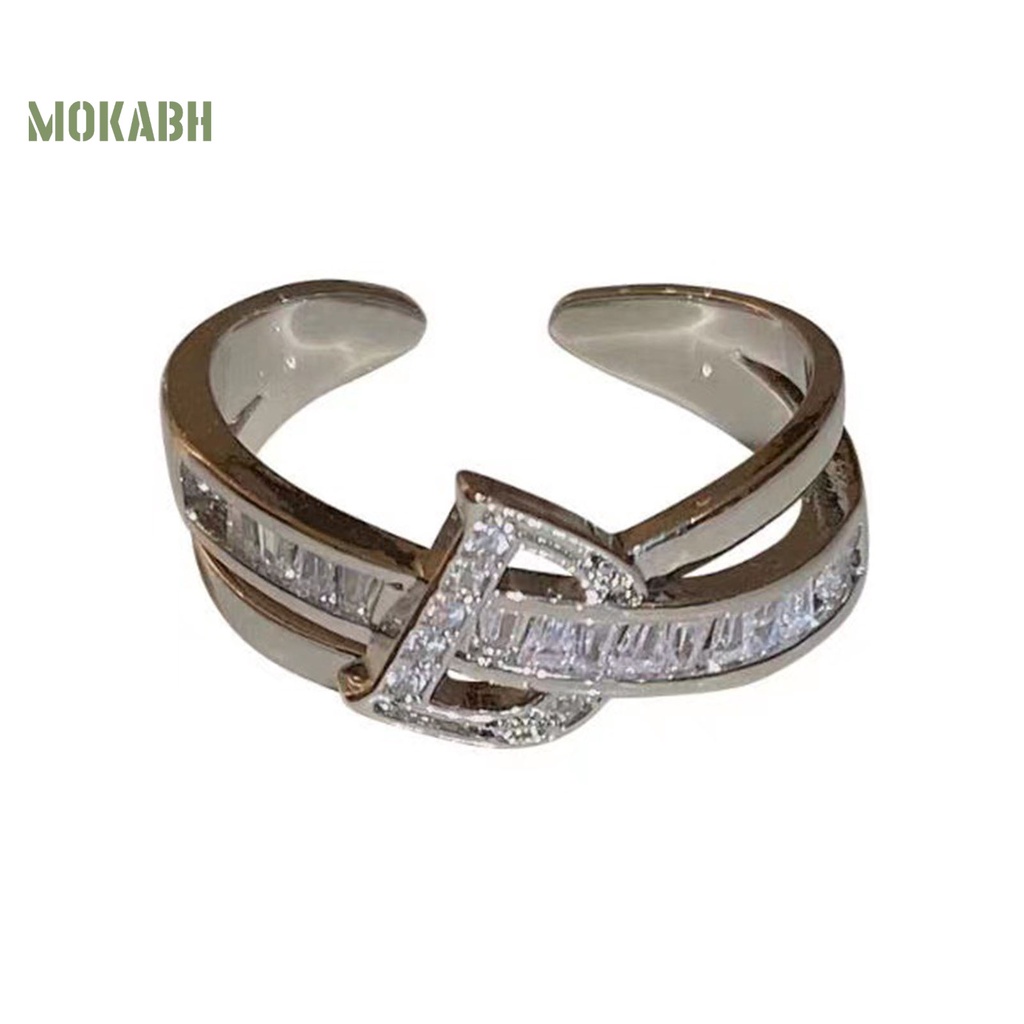 Nhẫn Hai Lớp Họa Tiết Chữ D Đính Đá Thời Trang Cho Nữ