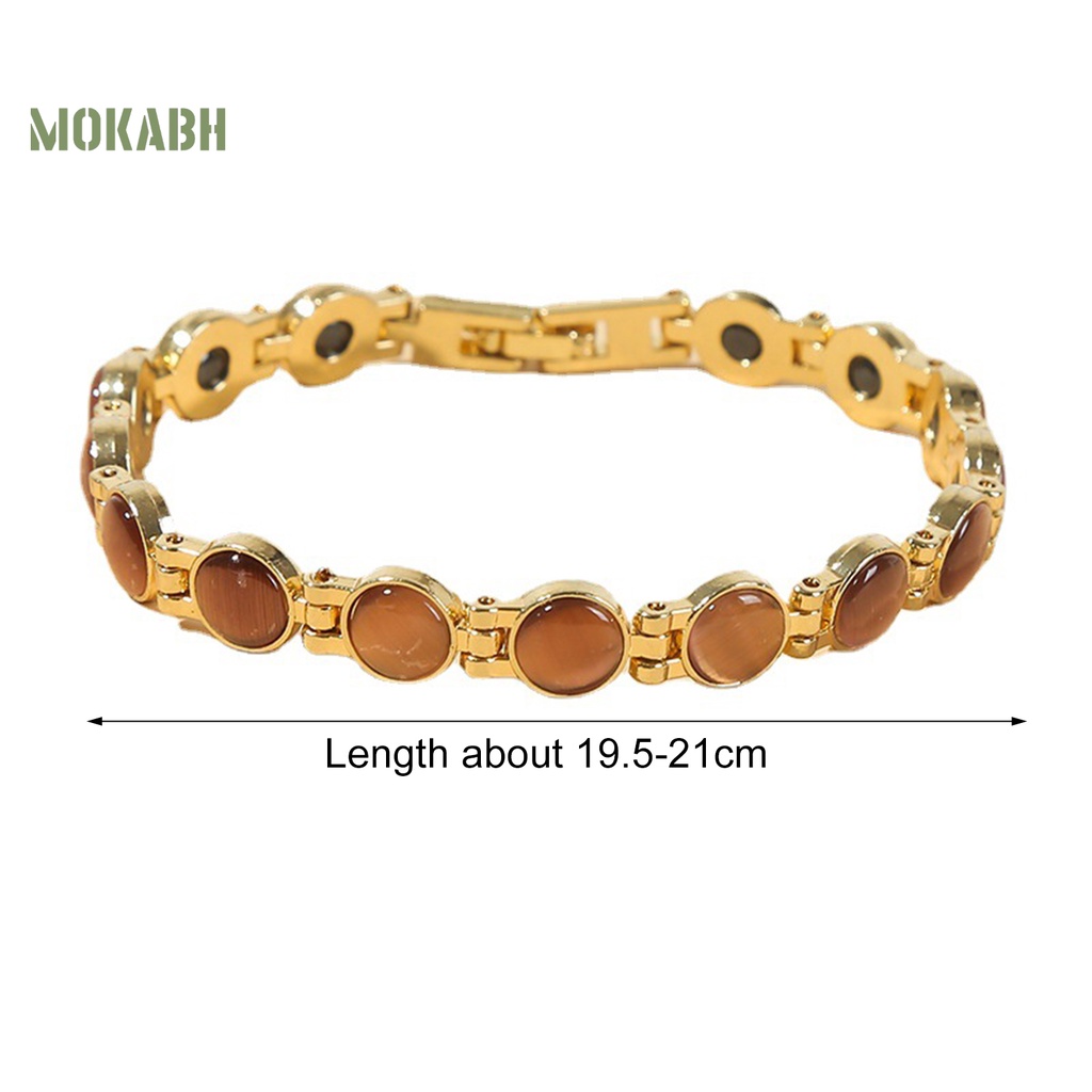 Vòng Tay Mạ Vàng Đính Đá Mắt Mèo Giảm Mệt Mỏi Thời Trang