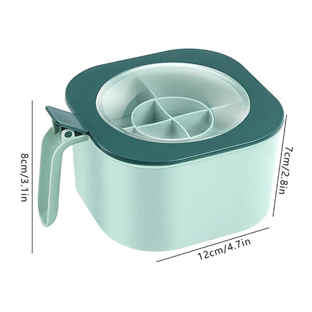 Hộp đựng gia vị 4 ngăn có nắp đậy kèm thìa xúc cỡ lớn 12*7cm mã 20125