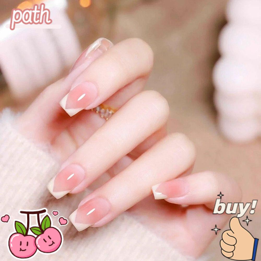 Hộp 24 Móng Tay Giả Ngắn / Tròn / Vuông Đính Kim Sa Lấp Lánh Che Phủ Toàn Diện